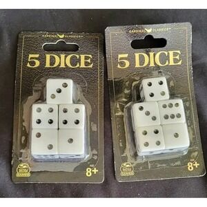 Cardinal 5 White Plastic Dice  Lot Of 2